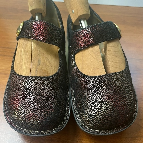 ALEGRIA Leather Mary Jane Rainbow Pink Design Shoes Clogs Size 39 9 - Picture 1 of 16